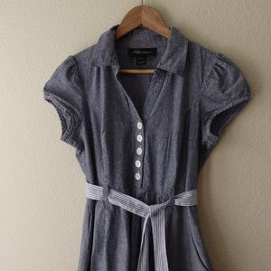 Chambray Dress with belt and pockets